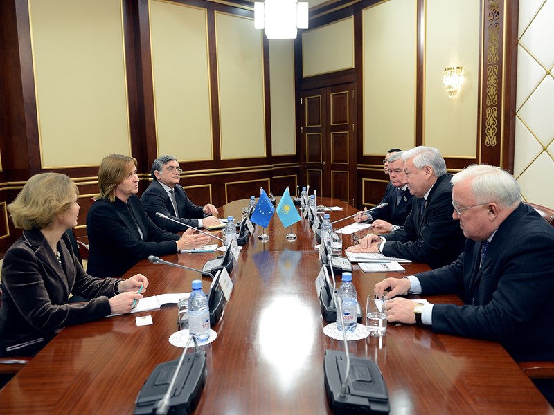 Meeting of the Chairman of the Mazhilis K.Djakupov with the head of the delegation of the European Parliament on cooperation with the Central Asia countries I.Grigule