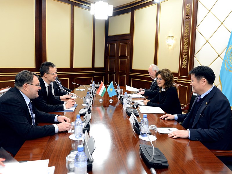 Meeting of D.Nazarbayeva with the Minister of foreign economic and foreign affairs of Hungary P. Sijyarto, February 19, 2015